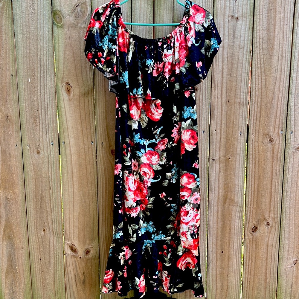 LuLaRoe XL CiCi Velvet Floral Dress